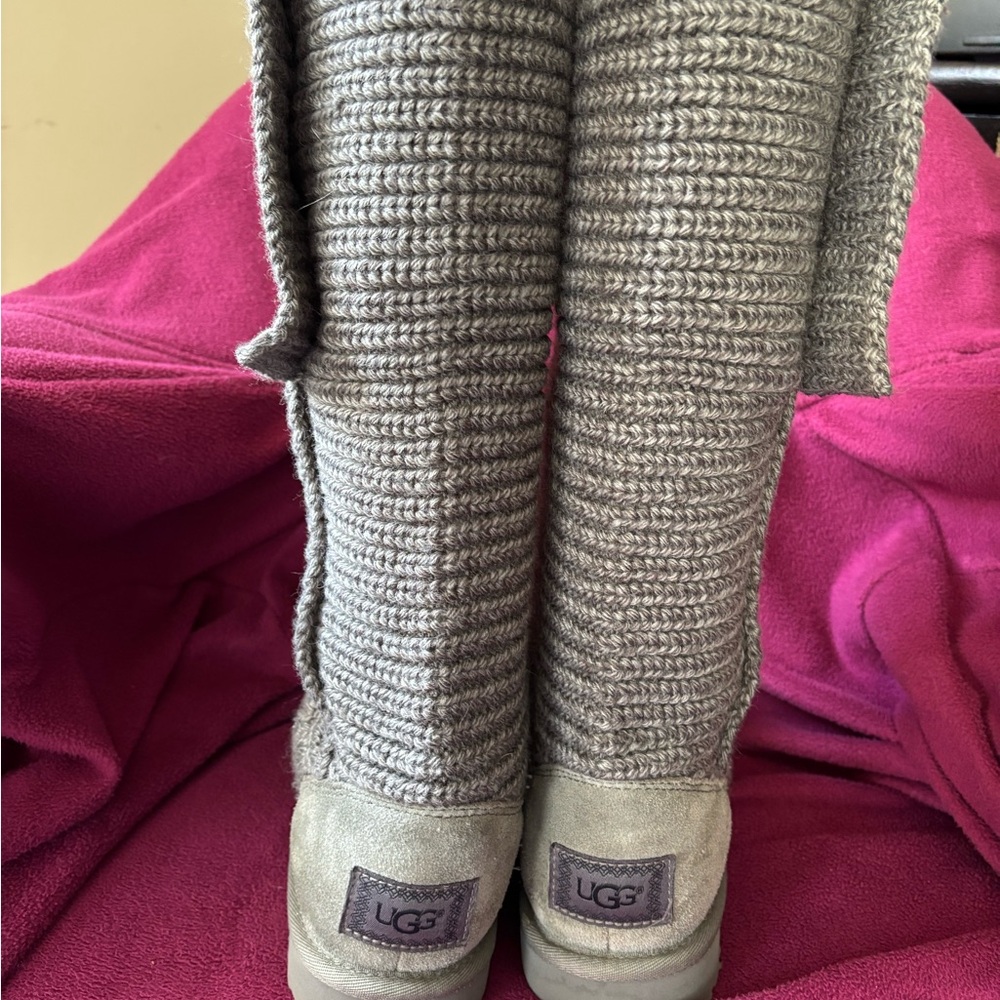 UGG Cardy Gray Classic Tall Knit Sweater Boots - Picture 7 of 7